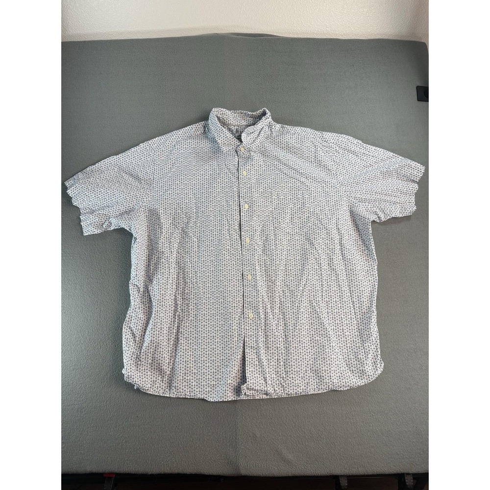 Peter Millar‎ Shirt Mens 2XL Blue Cocktail All Over Print Short Sleeve Button Up